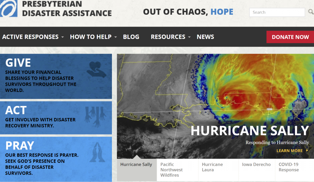 Presbyterian Disaster Relief website image